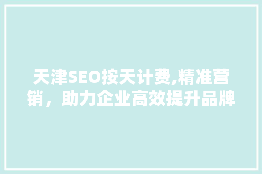 天津SEO按天计费,精准营销，助力企业高效提升品牌知名度