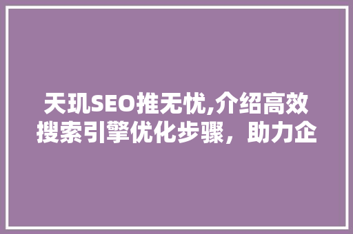 天玑SEO推无忧,介绍高效搜索引擎优化步骤，助力企业腾飞