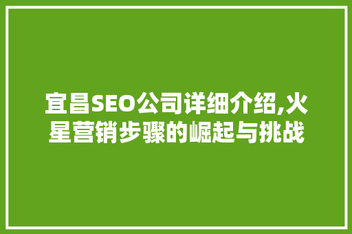 宜昌SEO公司详细介绍,火星营销步骤的崛起与挑战
