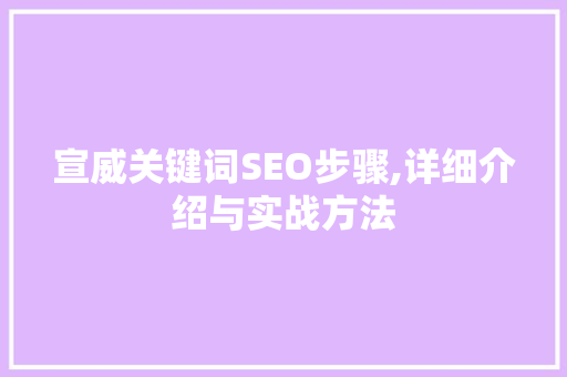 宣威关键词SEO步骤,详细介绍与实战方法