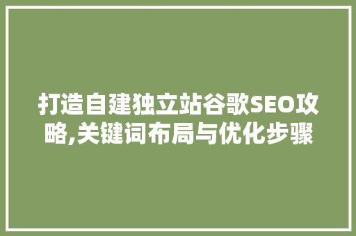 打造自建独立站谷歌SEO攻略,关键词布局与优化步骤