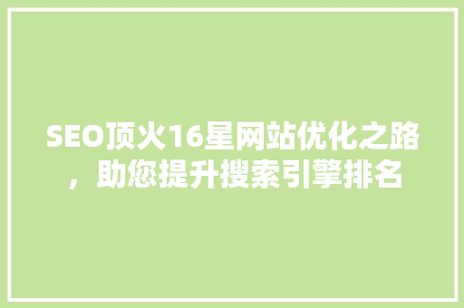 SEO顶火16星网站优化之路，助您提升搜索引擎排名