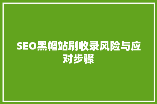 SEO黑帽站刷收录风险与应对步骤