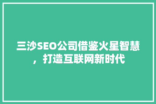 三沙SEO公司借鉴火星智慧，打造互联网新时代