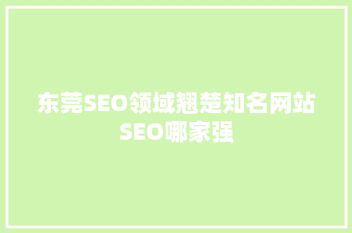 东莞SEO领域翘楚知名网站SEO哪家强