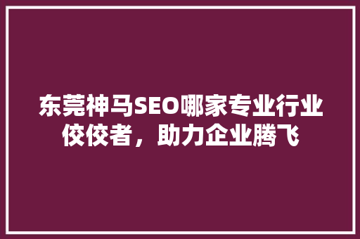 东莞神马SEO哪家专业行业佼佼者，助力企业腾飞