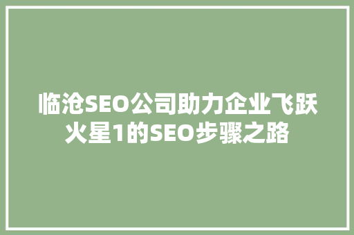 临沧SEO公司助力企业飞跃火星1的SEO步骤之路