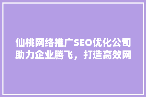 仙桃网络推广SEO优化公司助力企业腾飞，打造高效网络营销步骤