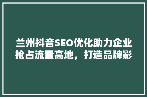 兰州抖音SEO优化助力企业抢占流量高地，打造品牌影响力
