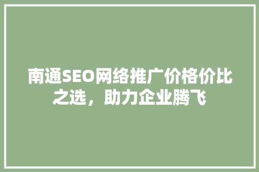 南通SEO网络推广价格价比之选，助力企业腾飞