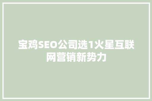宝鸡SEO公司选1火星互联网营销新势力