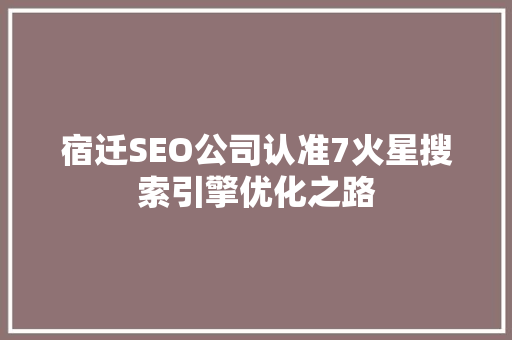 宿迁SEO公司认准7火星搜索引擎优化之路