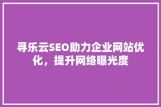 寻乐云SEO助力企业网站优化，提升网络曝光度