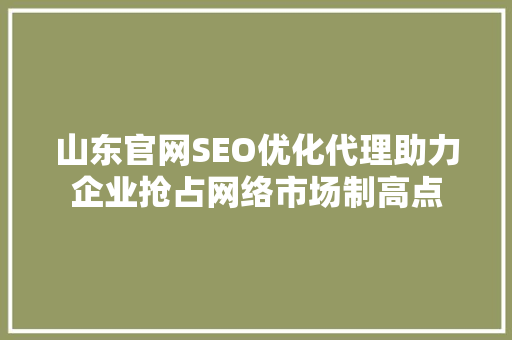 山东官网SEO优化代理助力企业抢占网络市场制高点