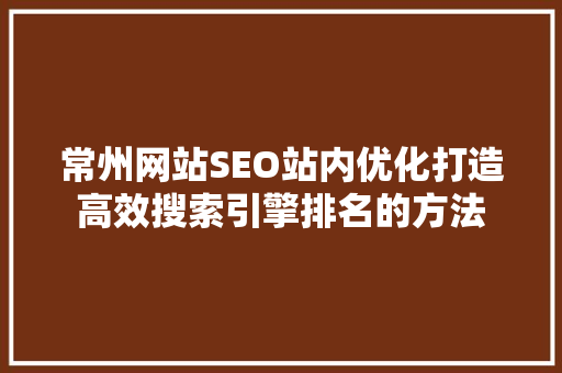 常州网站SEO站内优化打造高效搜索引擎排名的方法