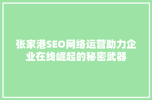 张家港SEO网络运营助力企业在线崛起的秘密武器
