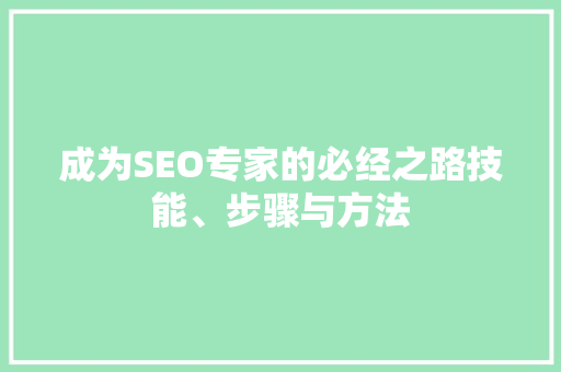成为SEO专家的必经之路技能、步骤与方法