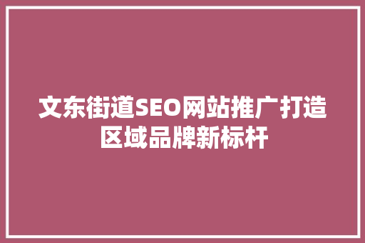 文东街道SEO网站推广打造区域品牌新标杆