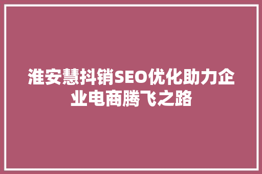 淮安慧抖销SEO优化助力企业电商腾飞之路