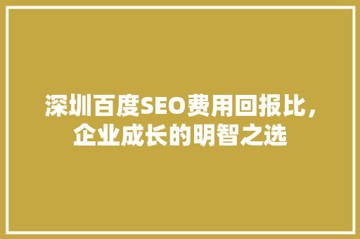 深圳百度SEO费用回报比，企业成长的明智之选