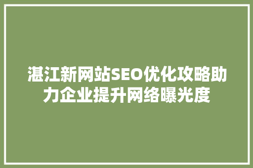 湛江新网站SEO优化攻略助力企业提升网络曝光度