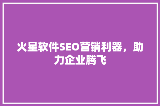 火星软件SEO营销利器，助力企业腾飞