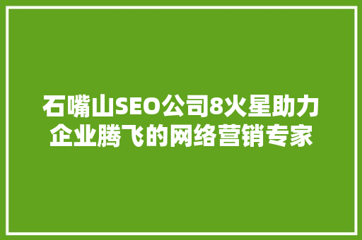 石嘴山SEO公司8火星助力企业腾飞的网络营销专家