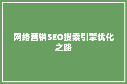 网络营销SEO搜索引擎优化之路