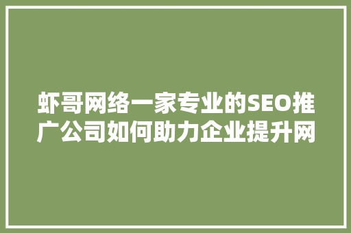 虾哥网络一家专业的SEO推广公司如何助力企业提升网络曝光度
