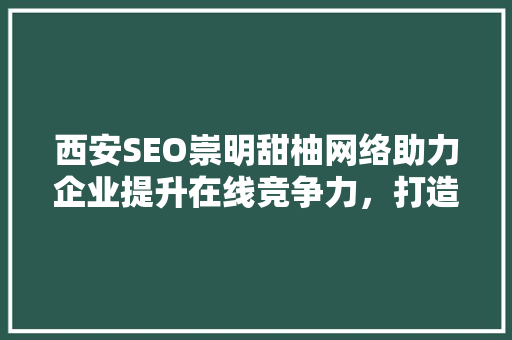西安SEO崇明甜柚网络助力企业提升在线竞争力，打造高效网络营销步骤