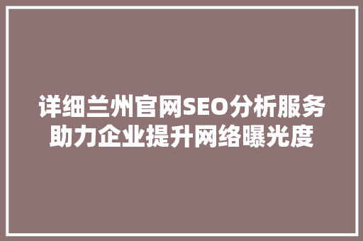 详细兰州官网SEO分析服务助力企业提升网络曝光度