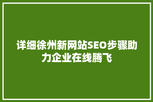 详细徐州新网站SEO步骤助力企业在线腾飞