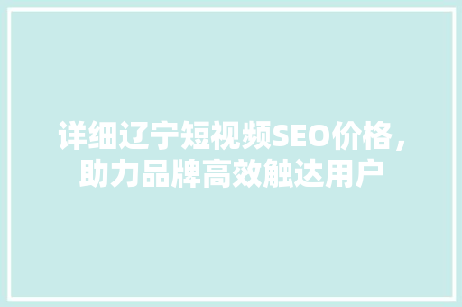 详细辽宁短视频SEO价格，助力品牌高效触达用户