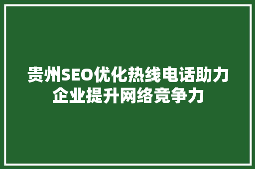 贵州SEO优化热线电话助力企业提升网络竞争力