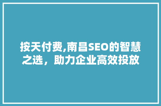 按天付费,南昌SEO的智慧之选，助力企业高效投放