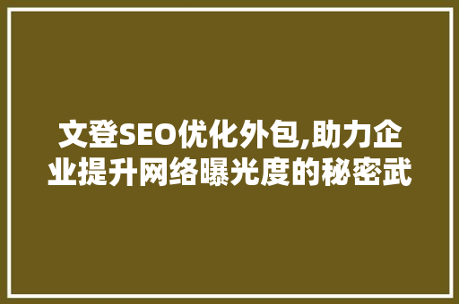 文登SEO优化外包,助力企业提升网络曝光度的秘密武器