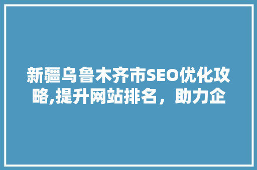 新疆乌鲁木齐市SEO优化攻略,提升网站排名，助力企业腾飞
