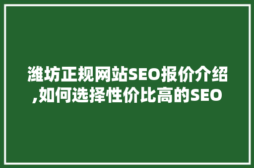 潍坊正规网站SEO报价介绍,如何选择性价比高的SEO服务