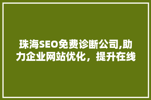 珠海SEO免费诊断公司,助力企业网站优化，提升在线竞争力  第1张