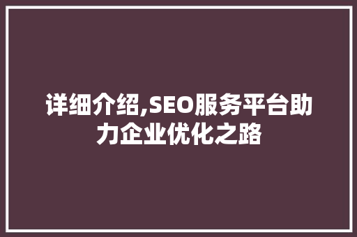 详细介绍,SEO服务平台助力企业优化之路  第1张