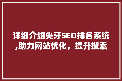详细介绍尖牙SEO排名系统,助力网站优化，提升搜索引擎排名