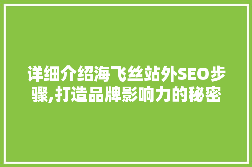 详细介绍海飞丝站外SEO步骤,打造品牌影响力的秘密武器