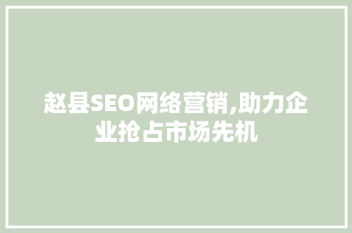 赵县SEO网络营销,助力企业抢占市场先机