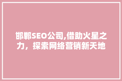 邯郸SEO公司,借助火星之力，探索网络营销新天地