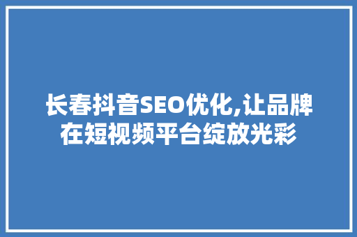 长春抖音SEO优化,让品牌在短视频平台绽放光彩  第1张