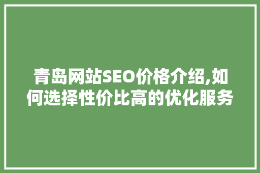 青岛网站SEO价格介绍,如何选择性价比高的优化服务