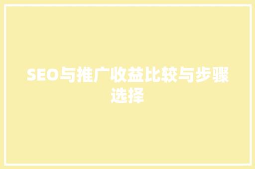 SEO与推广收益比较与步骤选择