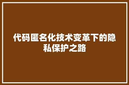 代码匿名化技术变革下的隐私保护之路  第1张