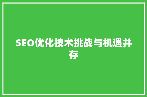 SEO优化技术挑战与机遇并存