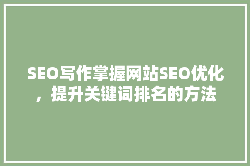 SEO写作掌握网站SEO优化，提升关键词排名的方法